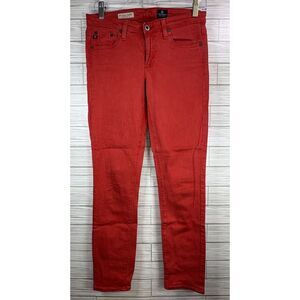 AG Adriano Goldschmied USA Jeans Women's 26 Red The Stevie Ankle Slim Straight‎